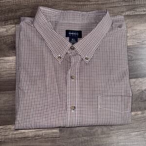Harbor Bay Shirt Mens 4XL Brown/red Plaid Short Sleeve Button Down Classic